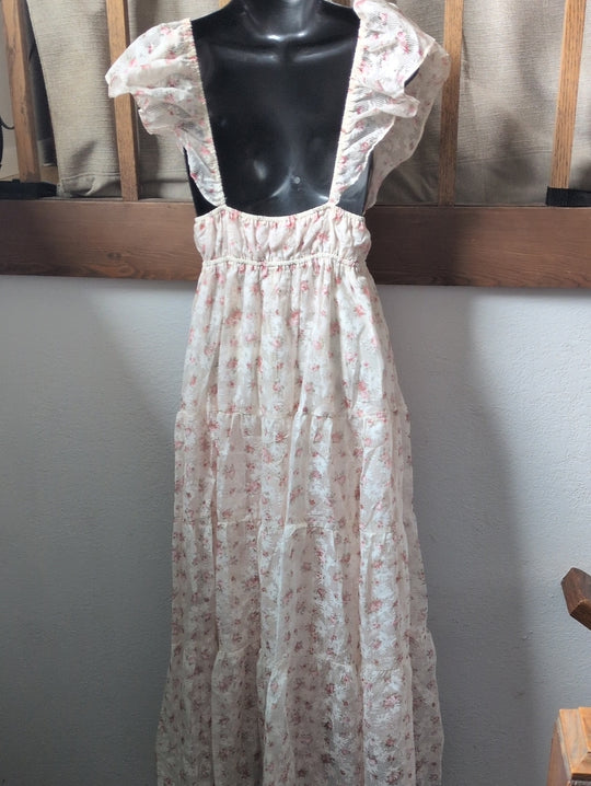 Altar'd State Elisa Enchanted Floral & Gingham Ruffled Dress - XS