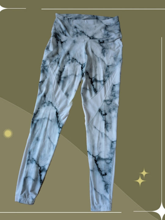 Varley Windsor Performance First leggings In white marble print - Small