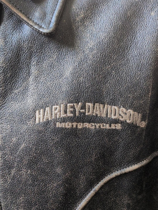 Harley Davidson 2004 Brown Leather Motorcycle Jacket - Medium