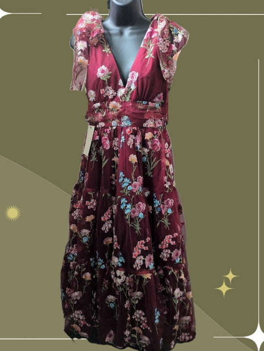 Jessakae Margaret Floral Tie Strap Dress - Small