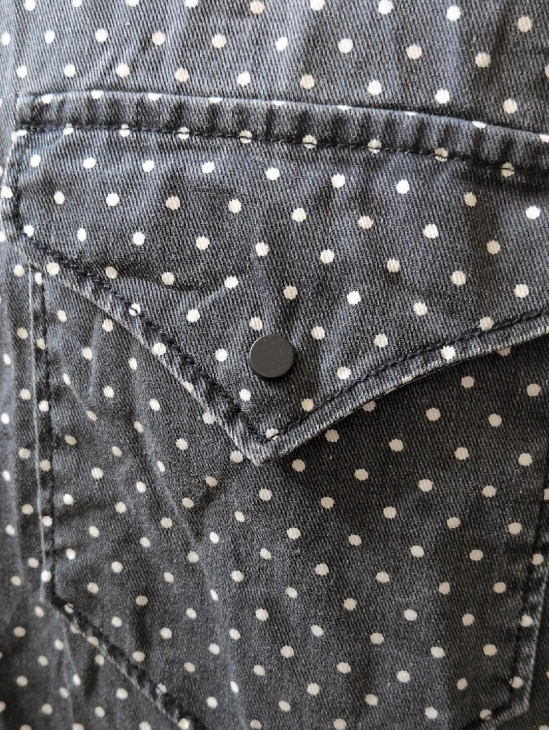 Man X One Teaspoon Men's Gray And White Dot Denim Snap Down Western Shirt -  M