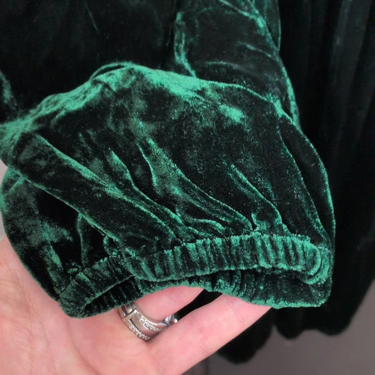 Hill house Home Jasmine Emerald Green Long Sleeve Velvet Nap Dress
