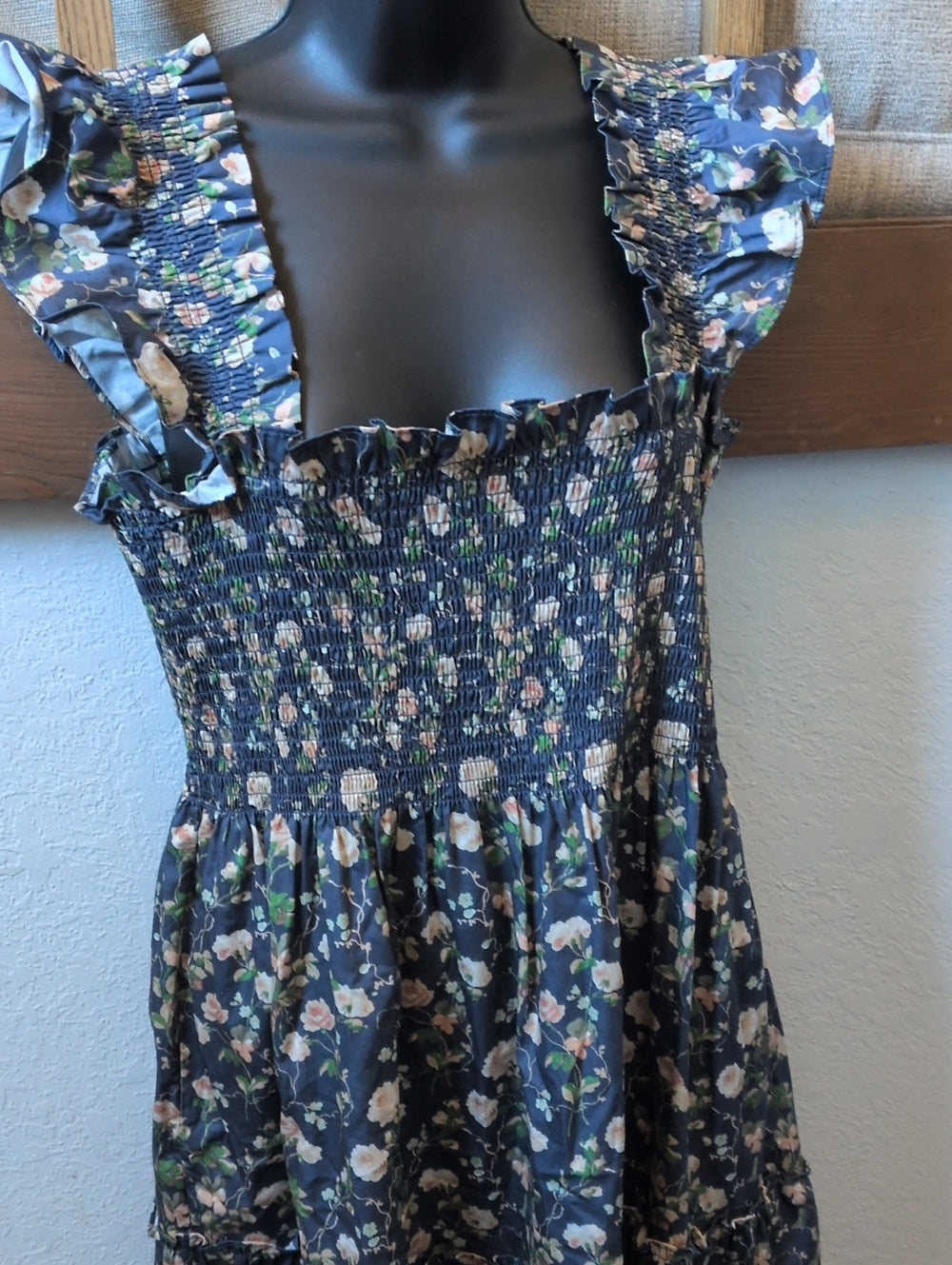 Hill House Ellie Navy Bluebonnet Floral Nap Dress - Large