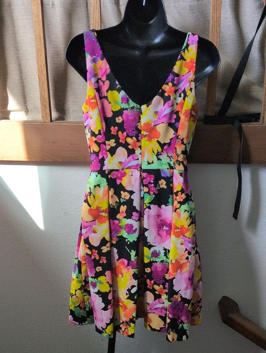 The Limited Bright Floral Skater V Neck Dress - 2