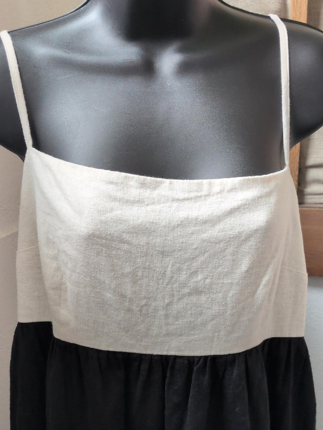 Abercrombie And Fitch Tie Back Maxi Dress In Creme And Black  - Large