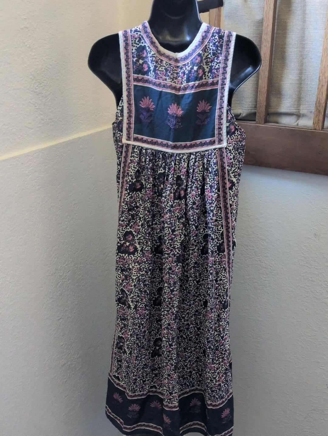 Fox In Gown Boho Block Print Floral Dress -  XS/S