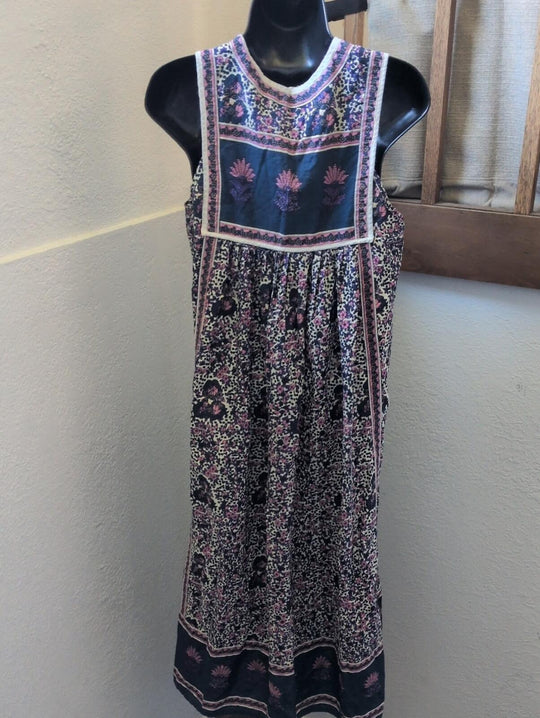 Fox In Gown Boho Block Print Floral Dress -  XS/S