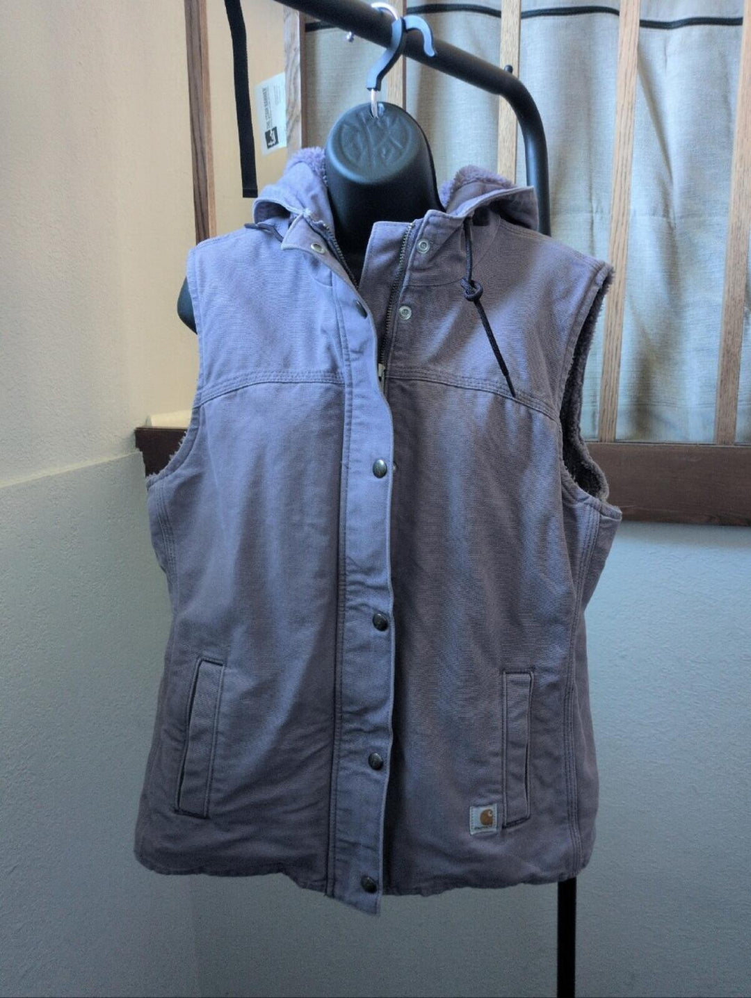 Lavender Rare Carhartt Sherpa Duck Vest With Hood - Large