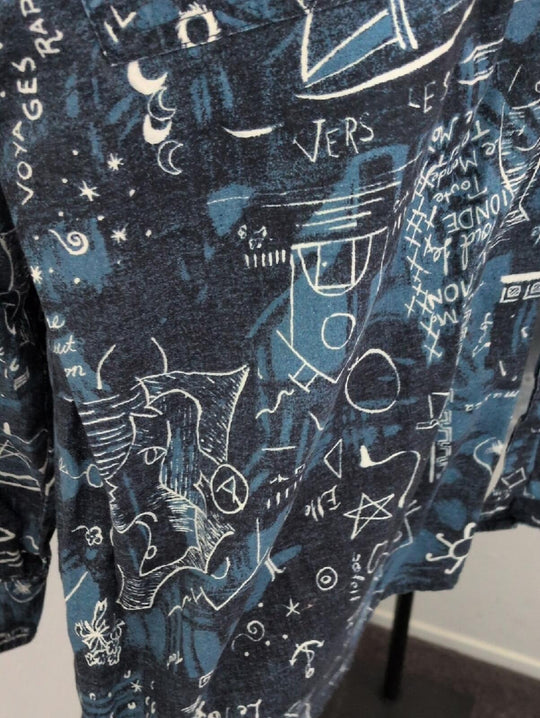 Paco Calvari Vintage Space And Sea Doodles Shirt - 43/44 (XL)