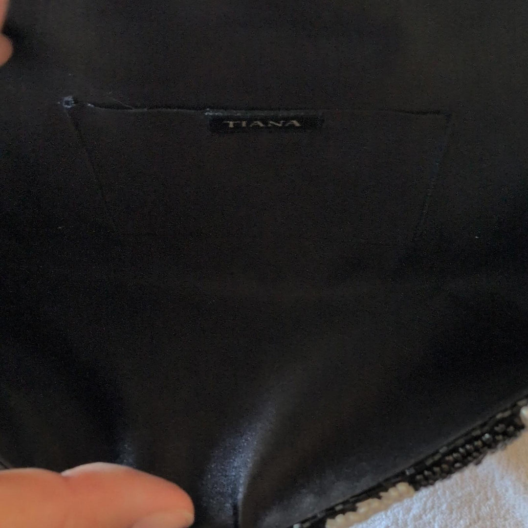 Tiana NY Vroom Beaded Clutch With Silver Chain