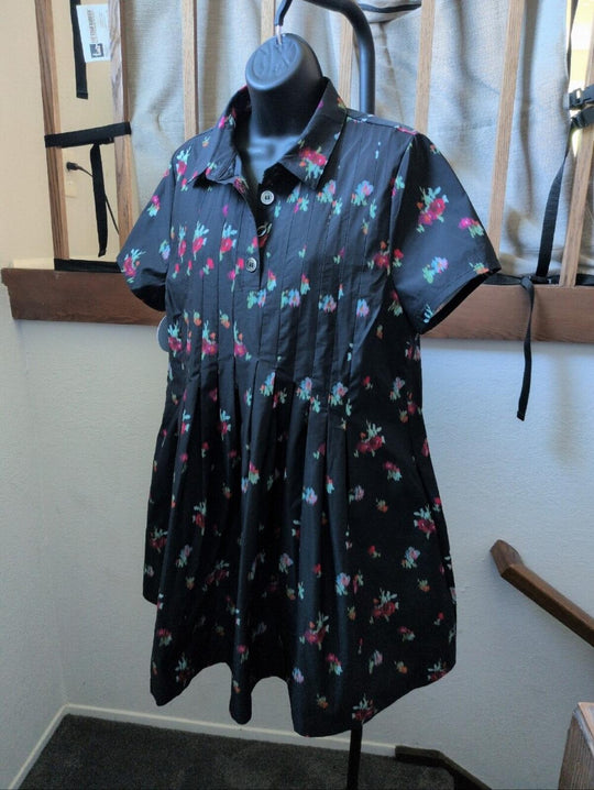Hill House Home Rosalind Dress In Black Ikat Taffeta Size M