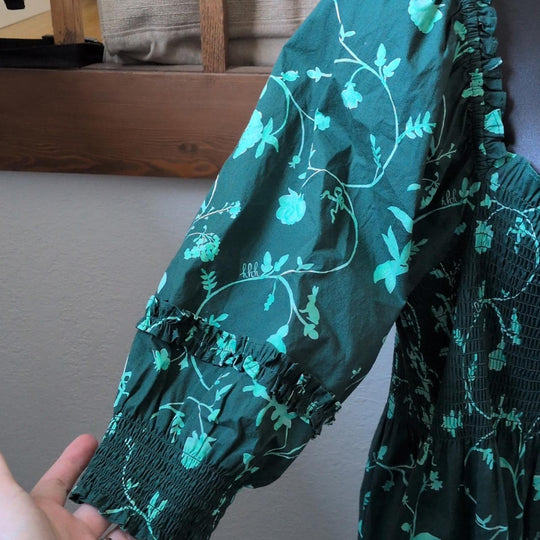 Hill House Home Nesli Emerald Botanical Floral Nap Dress - XL