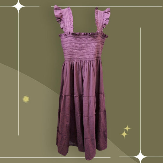 Hill House Ellie Midi Dress In Burgundy Stripe - Large