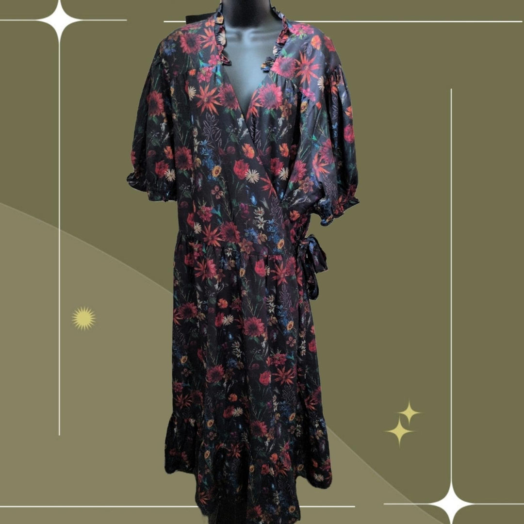 Jessakae Elara Black Floral Wrap Dress - 5x