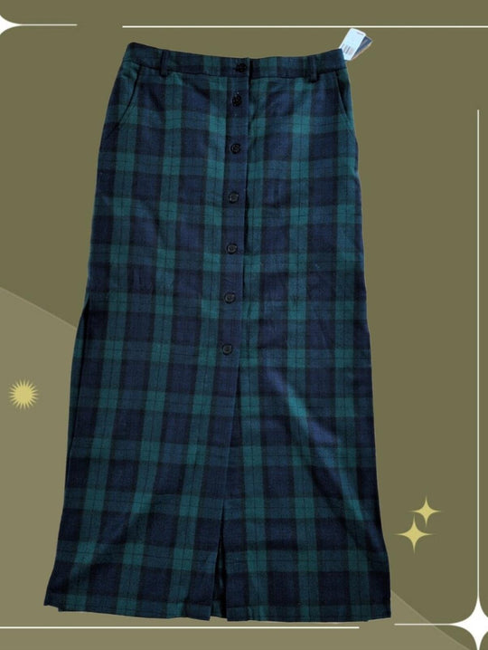 Pendleton Blackwatch Navy And Green Plaid Wool Skirt Size 6