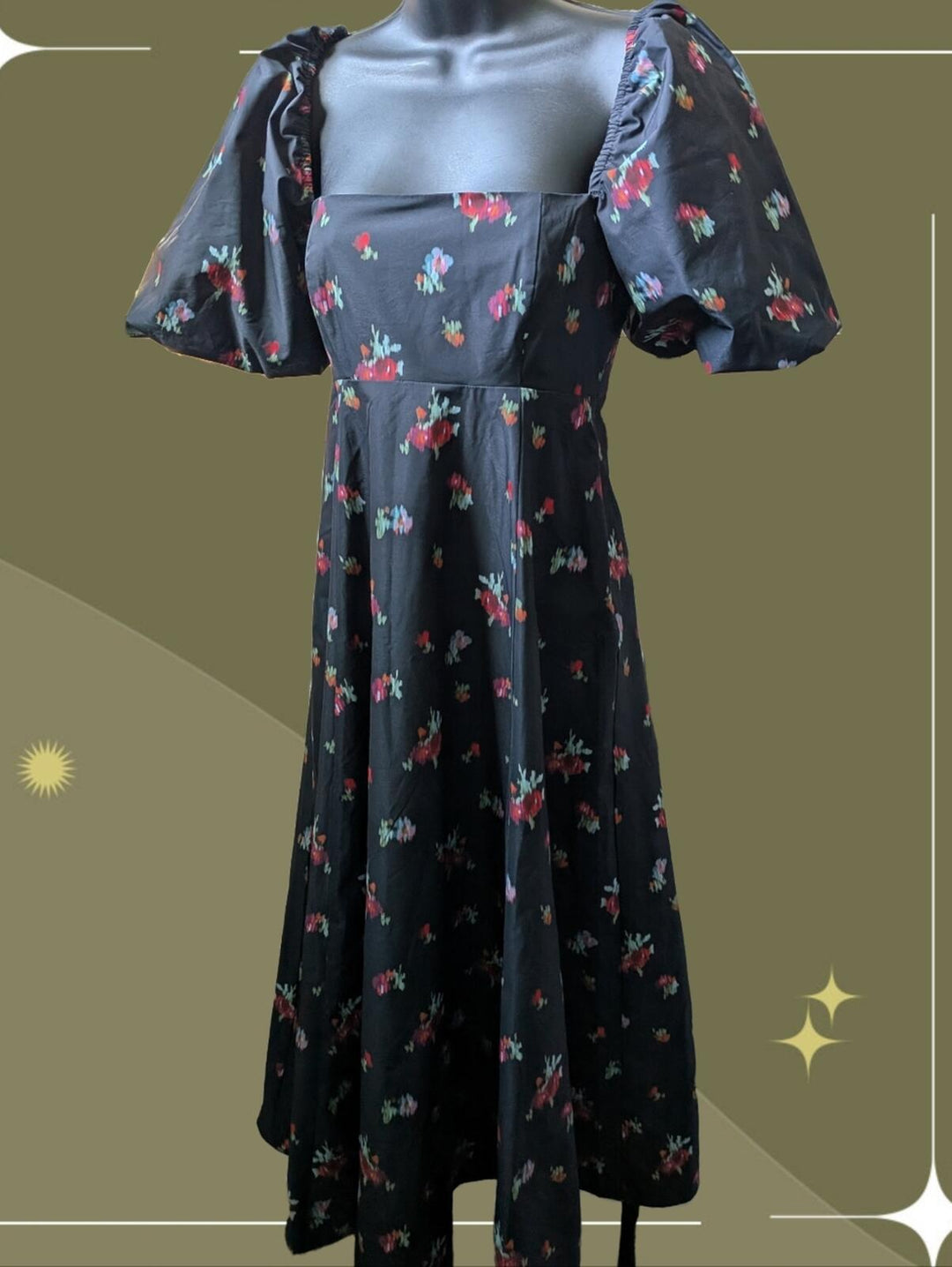 Hill House Matilda Dress Black Ikat Taffeta - XS