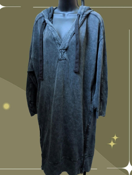 Spur Of The Moment Oversized Drawstring Longline Hoodie Sweater Dress - XS
