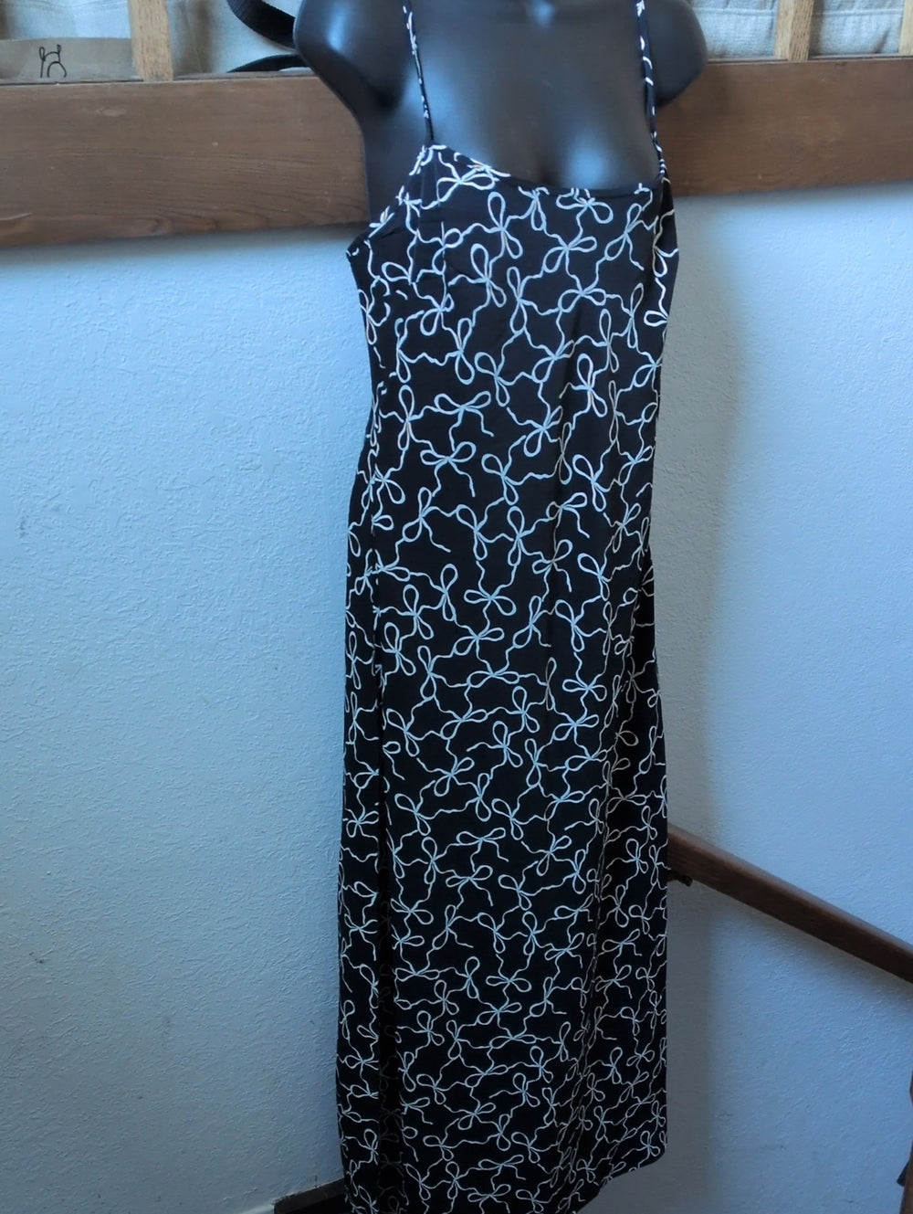 Abercrombie Slip Maxi Dress In White And Black Ribbon Size M