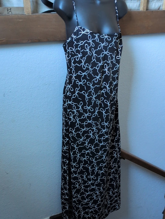 Abercrombie Slip Maxi Dress In White And Black Ribbon Size M