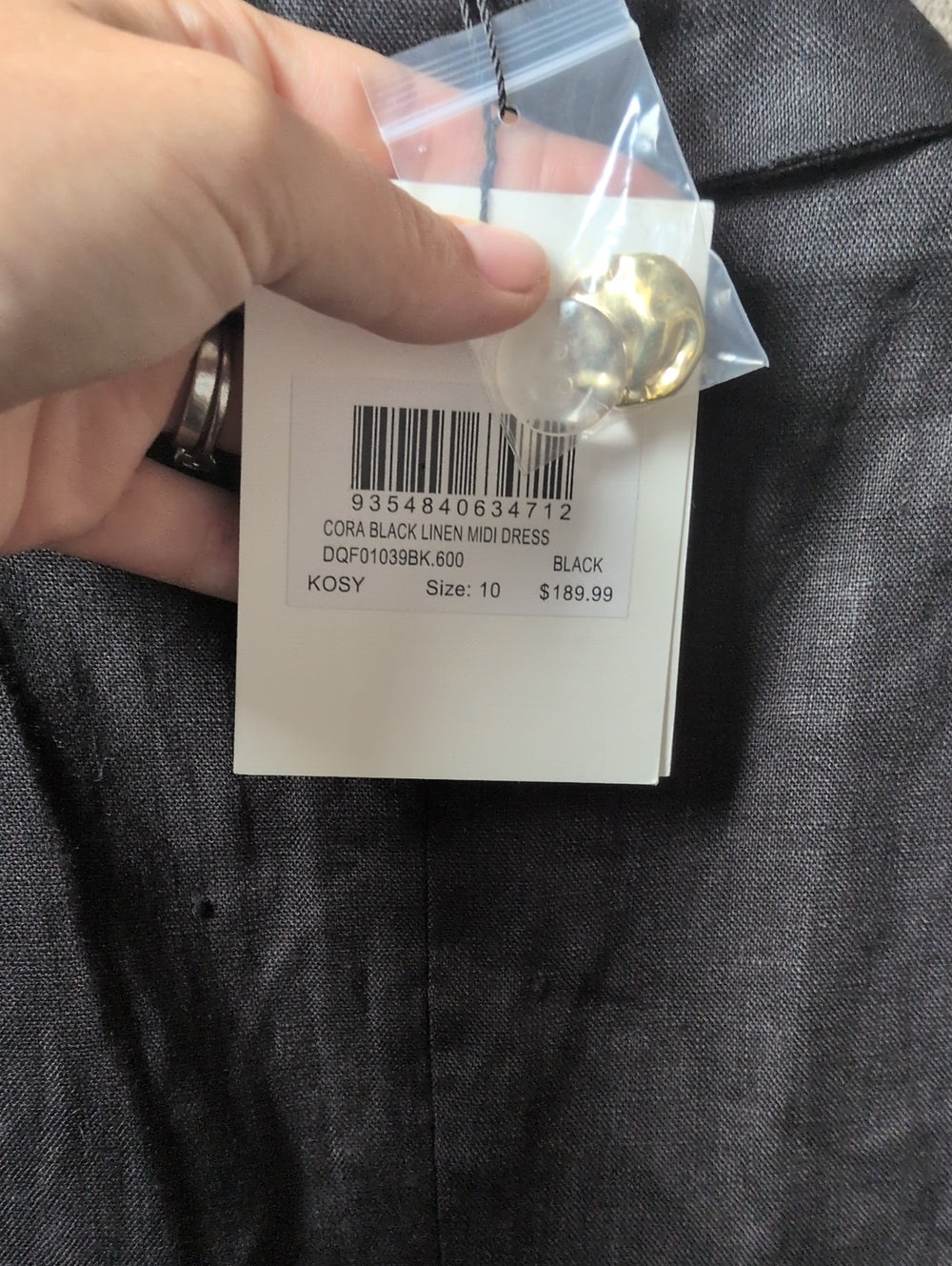 Dissh Cora Black Linen Dress Size US 6