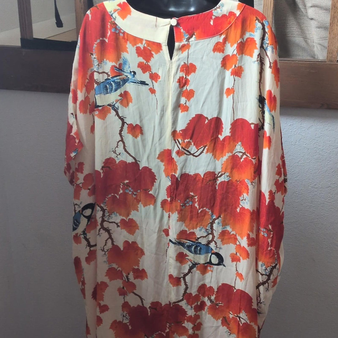 One Hundred Stars Margaux Kaftan Maxi Dress Acer Bird Red - OSFM