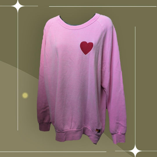 Aviator Nation Upcycled Light Pink Heart Sweater