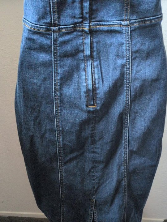 Reformation Anais Strapless Denim Midi Dress  - Size  US 0