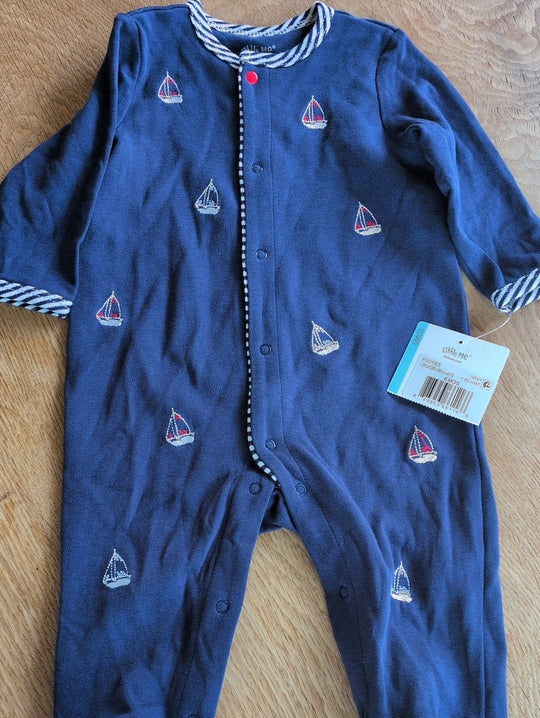 Little Me Boys Snap Sailboat Stripe Onesie Size 6mo