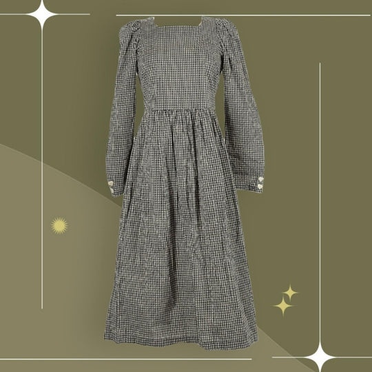 Lisa Says Gah Maddie checked print long sleeve midi dress