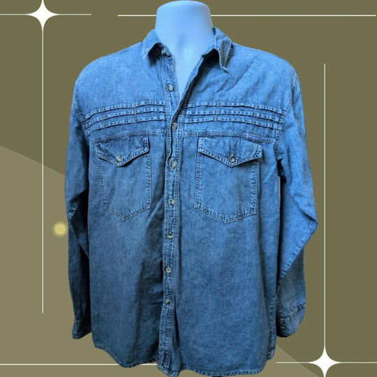 Vintage Wrangler Jean Button Down Shirt - Large