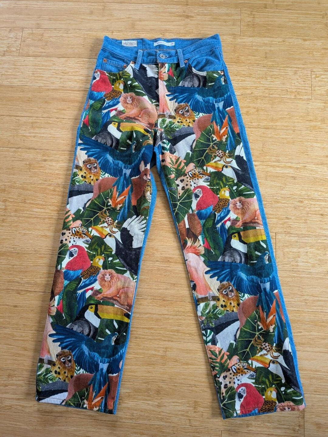 Levi's X Farm Rio Canopy Collage Ribcage Straight Denim Jeans Size 26