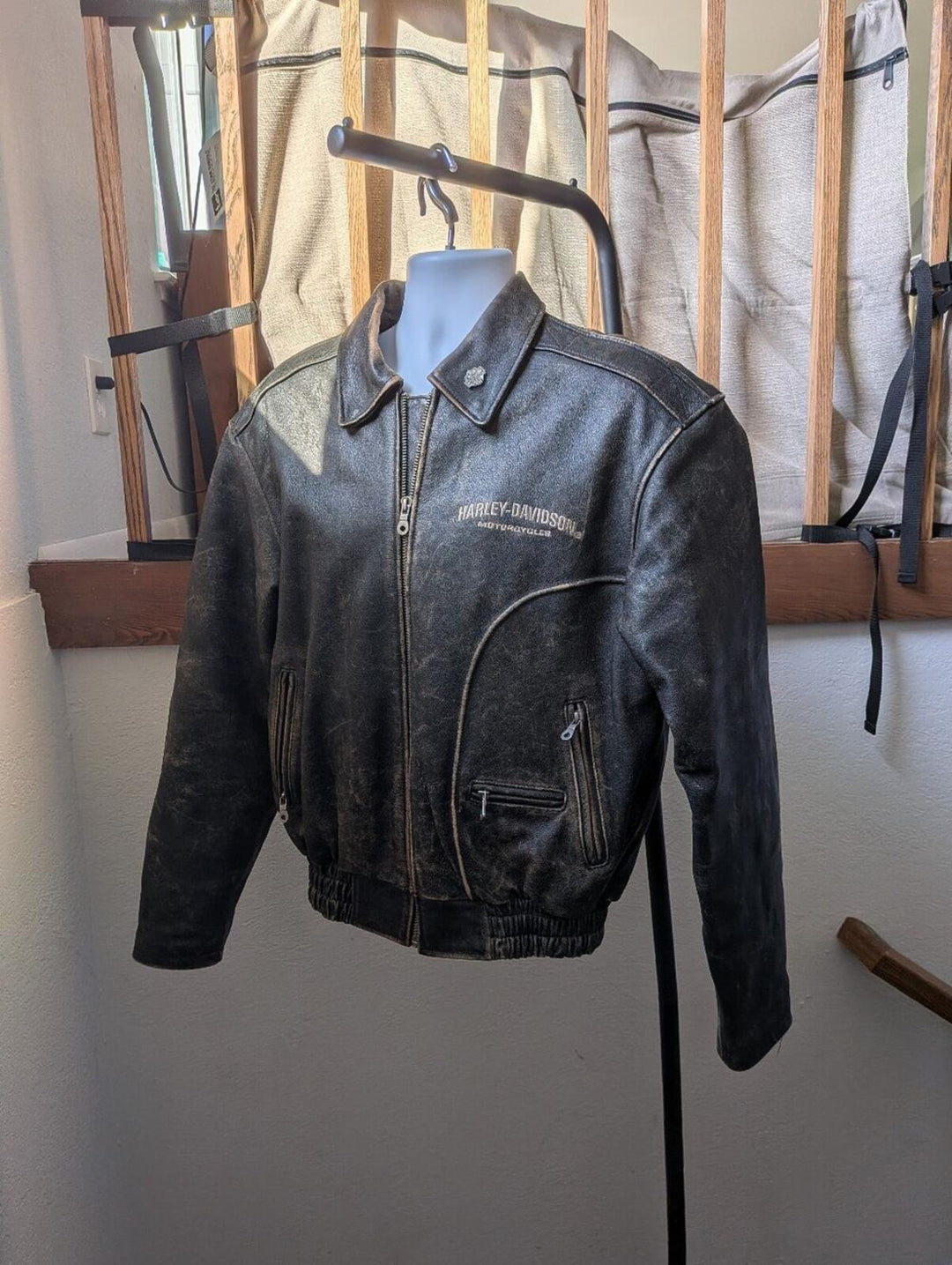 Harley Davidson 2004 Brown Leather Motorcycle Jacket - Medium