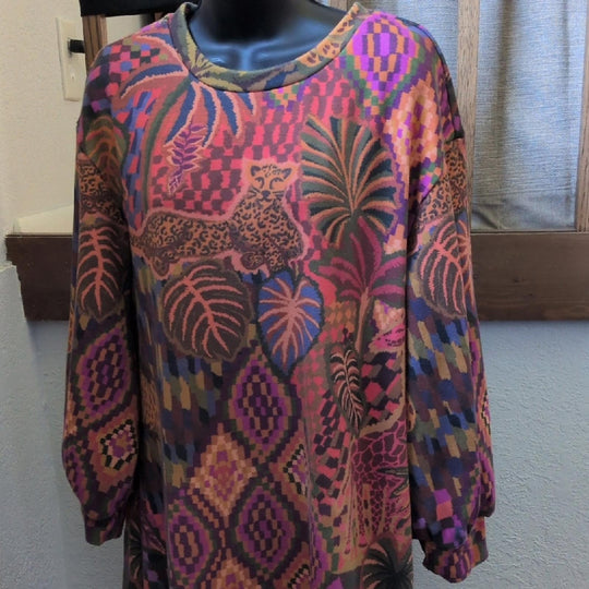 Farm Rio Jungle Animals Tapestry Sweatshirt Dress - Medium