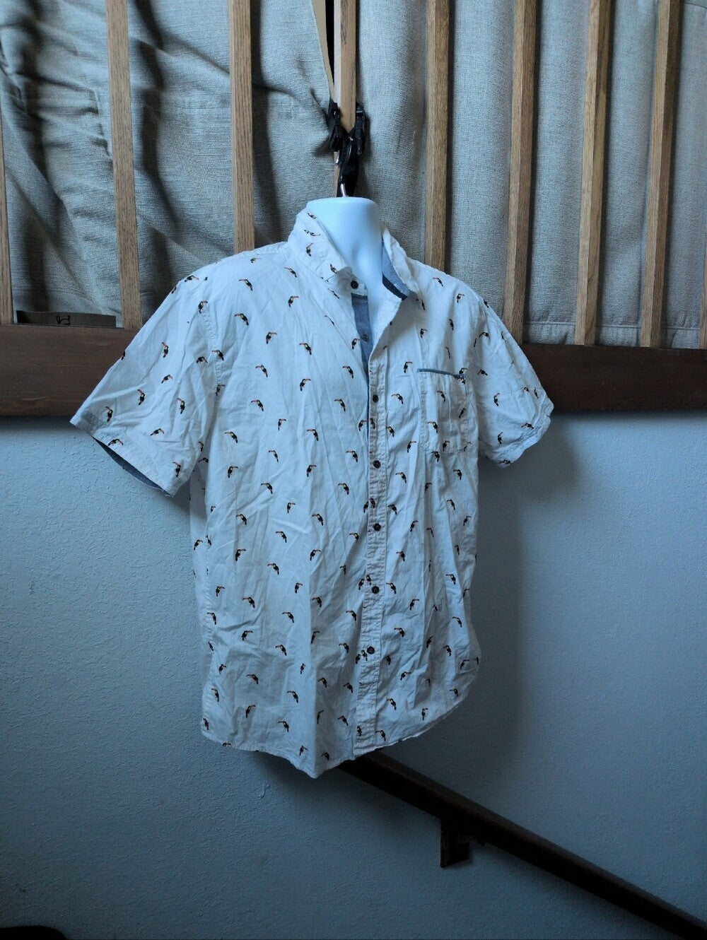 Men's Lee Toucan Short Sleeve Button Down Tee XL