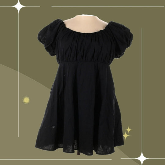 Abercrombie and Fitch black puff sleeve Emerson mini dress - Medium
