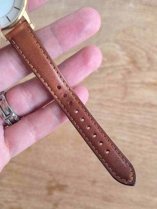 Brown Leather Strap Linjer Swiss Movement Watch With Sapphire Crystal