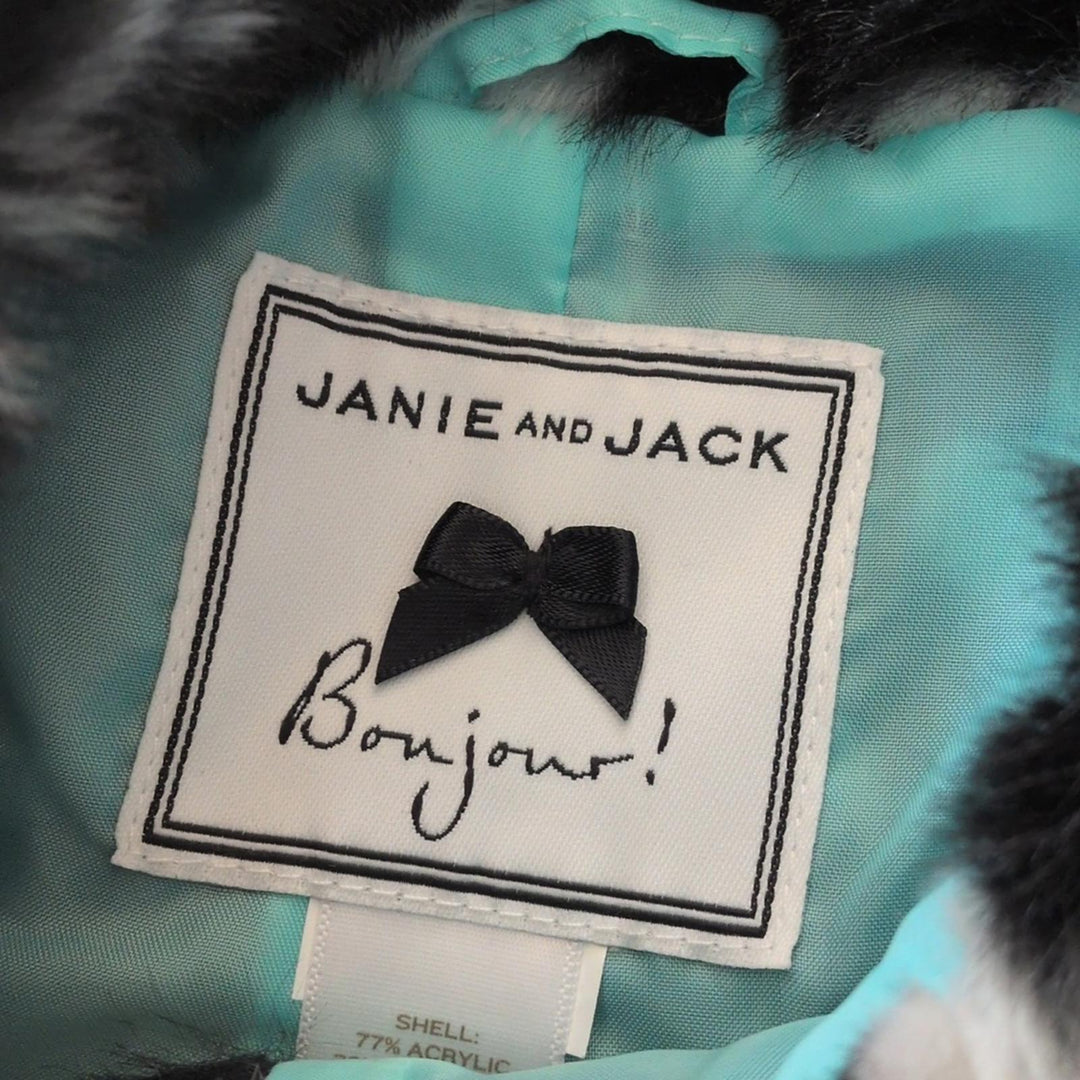 Janie And Jack Bonjour Black And White Faux Fur Coat
