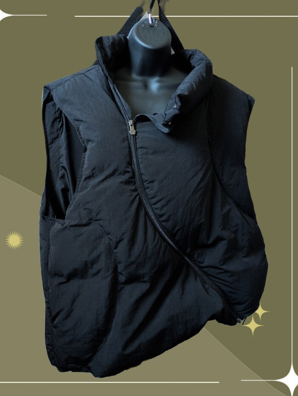 Sundae School Black Fencing asymetrical Down Vest - XL