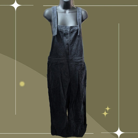 Patagonia Stand Up Cropped Corduroy Overalls In Gray Black -  US 12