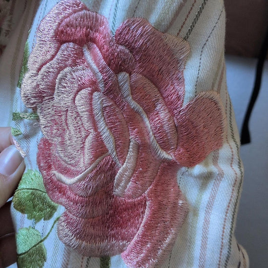 Biya Johnny Was Pink Embroidered Rose Coat - Small