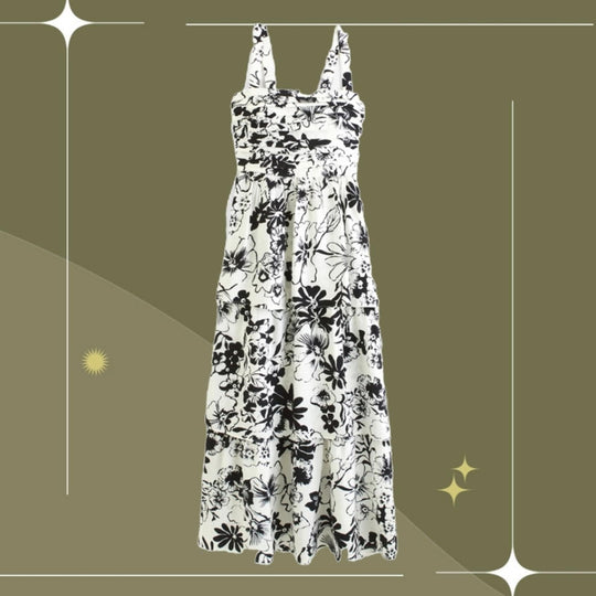 Abercrombie And Fitch Tiered Emerson Maxi Dress In Black And White - Sma