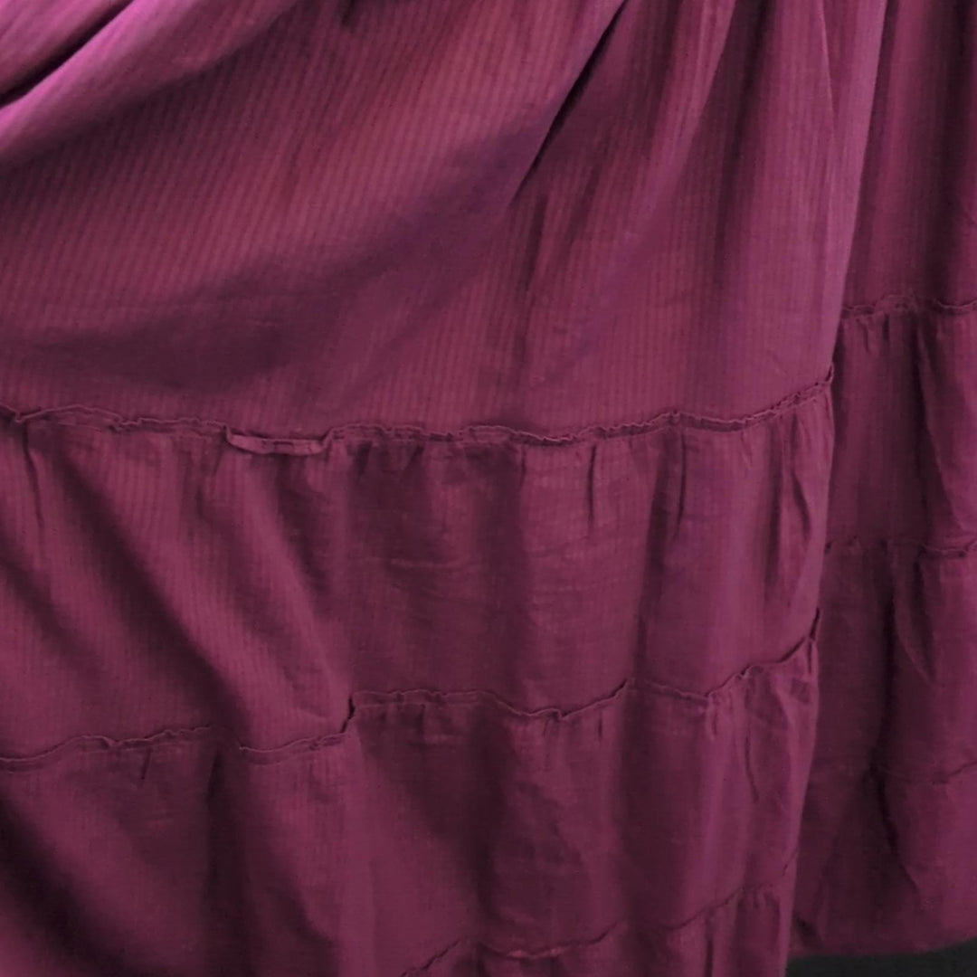 Hill House Ellie Midi Dress In Burgundy Stripe - Large