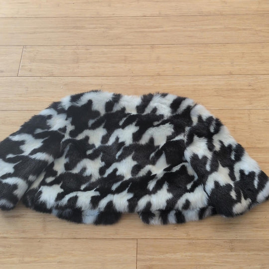 Janie And Jack Bonjour Black And White Faux Fur Coat