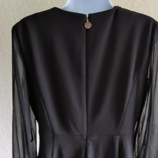 Tommy Hilfiger Sheer Sleeve Asymmetrical Dress