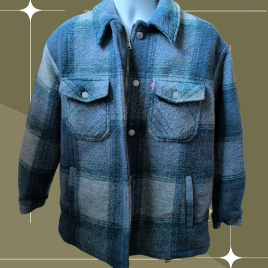 Levi's Fashion Shirt Jacket In Plaid Blue - Medium