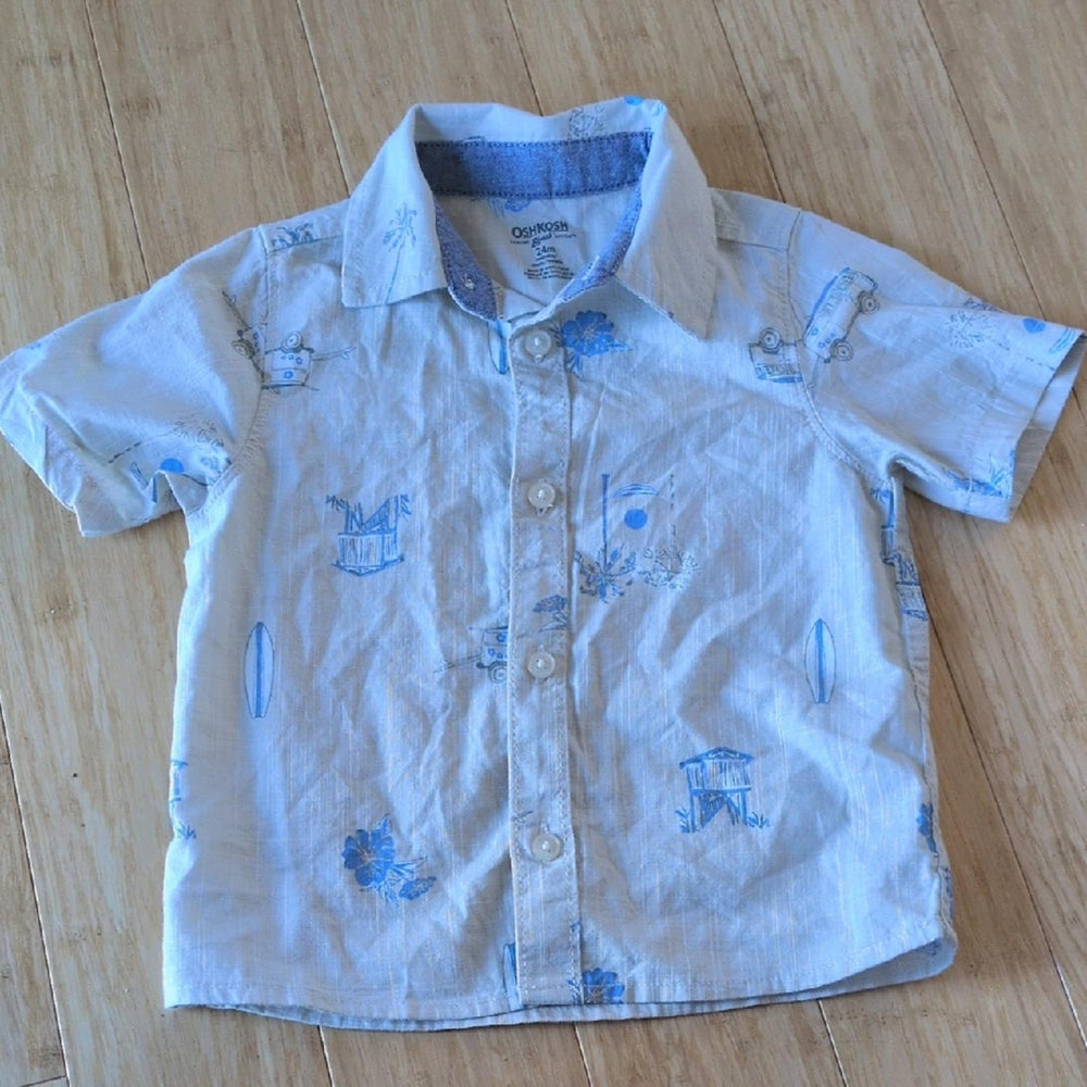 Oshkosh Boys Button Down Surf Shirt 24 Mo