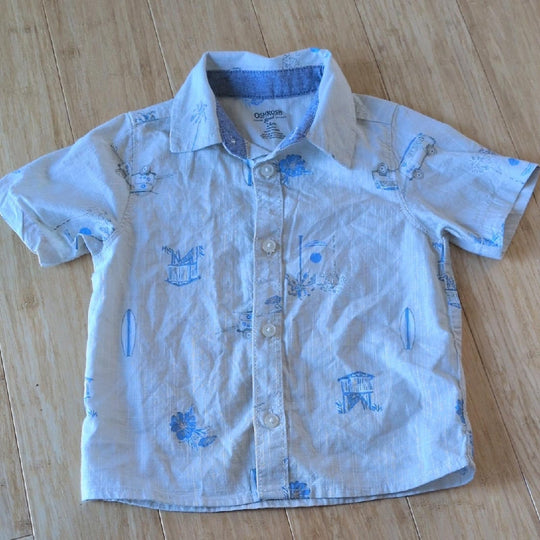 Oshkosh Boys Button Down Surf Shirt 24 Mo