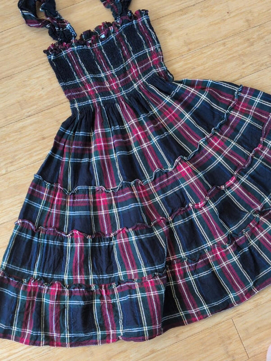 Hill House Plaid Lottie Nap Dress In Juniper Tartan Girls Dress - 9/10 Yrs