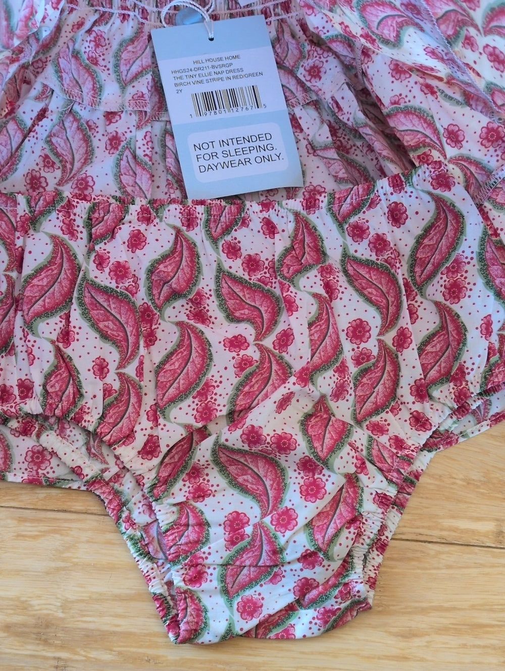 Hill House Tiny Ellie Nap Dress In Birch Vine Red Green Stripe - 2Y