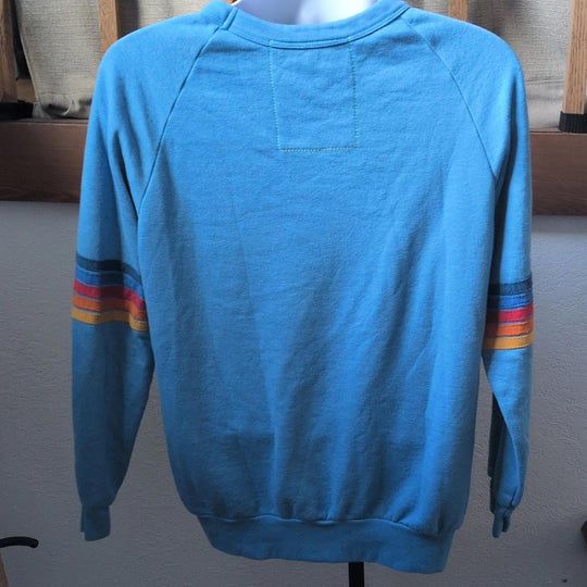 Aviator Nation Relaxed Rainbow Strip Crew Neck  - Medium